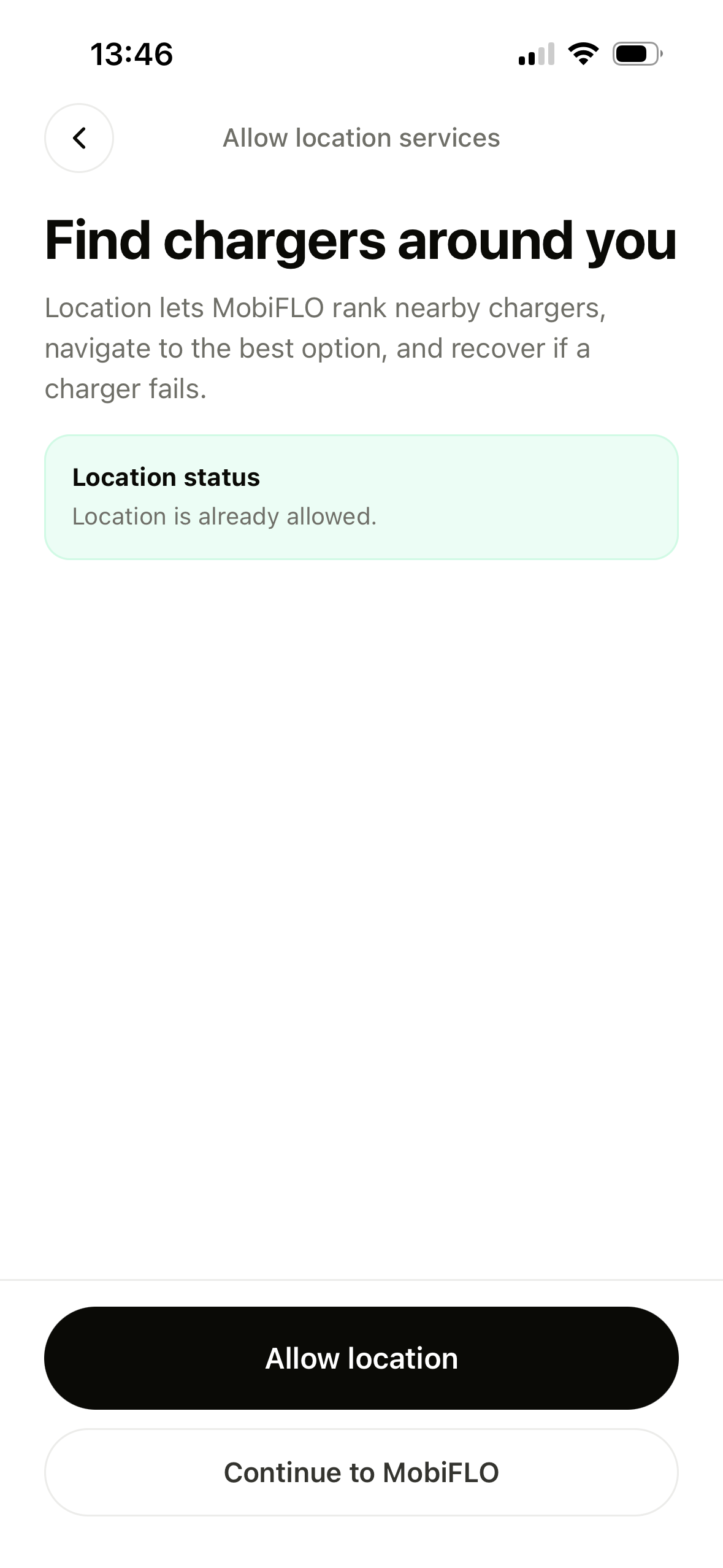 Location primer screen