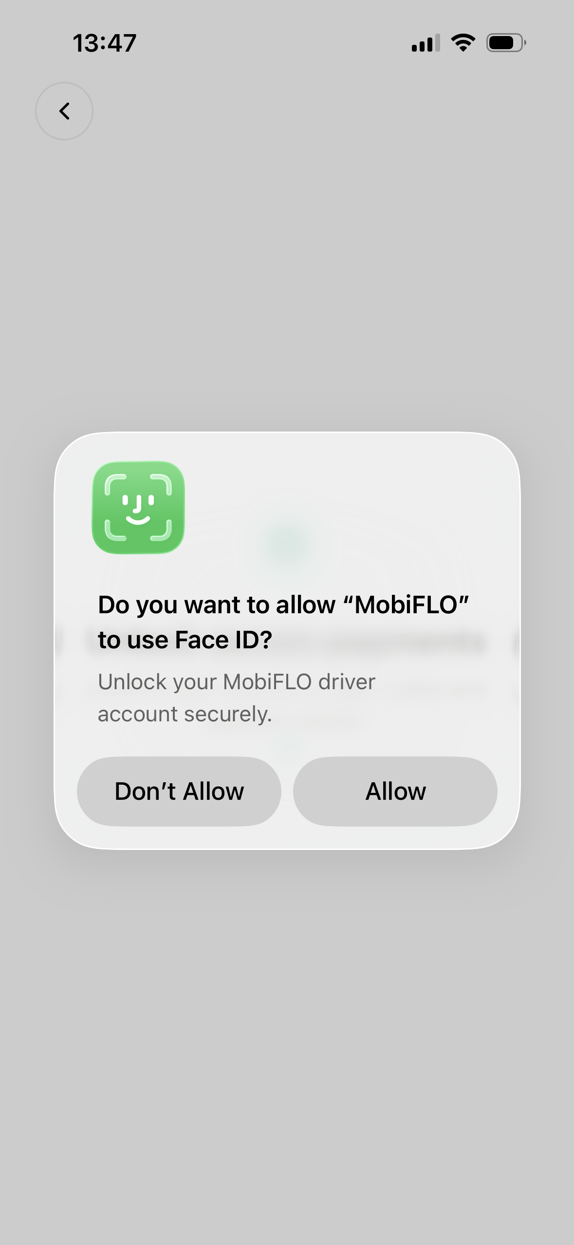 Wallet screen with prepaid balance