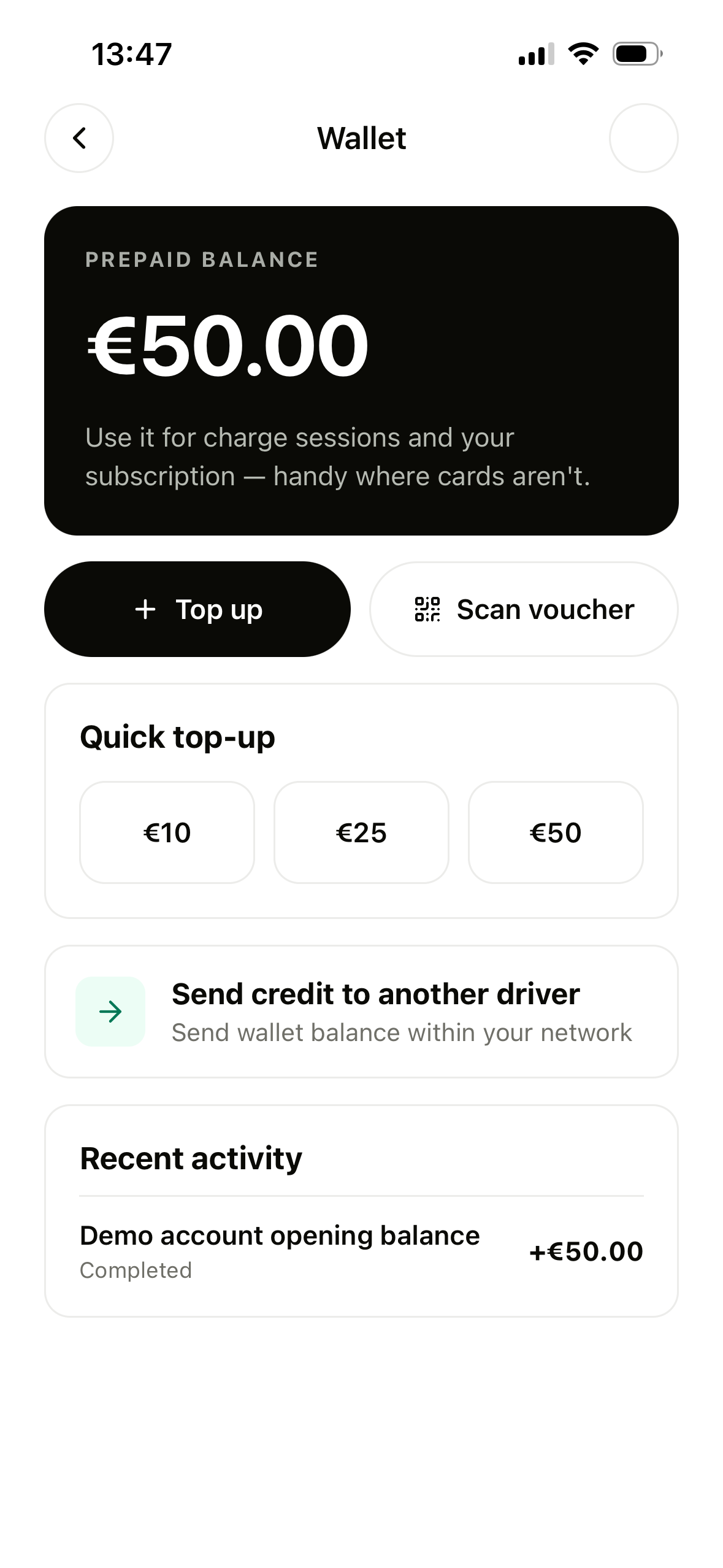 Send credit sheet
