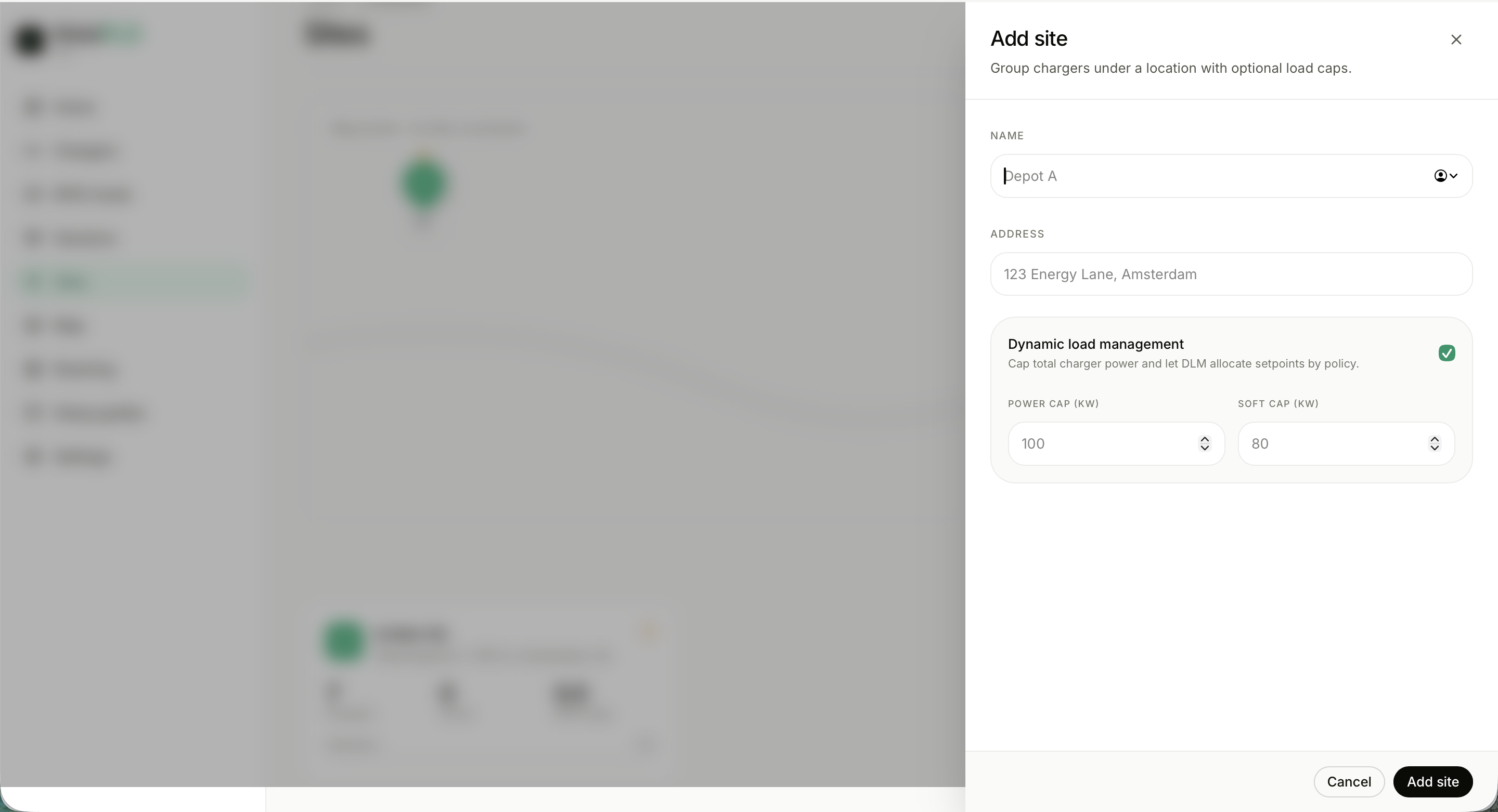 Add site drawer with dynamic load management