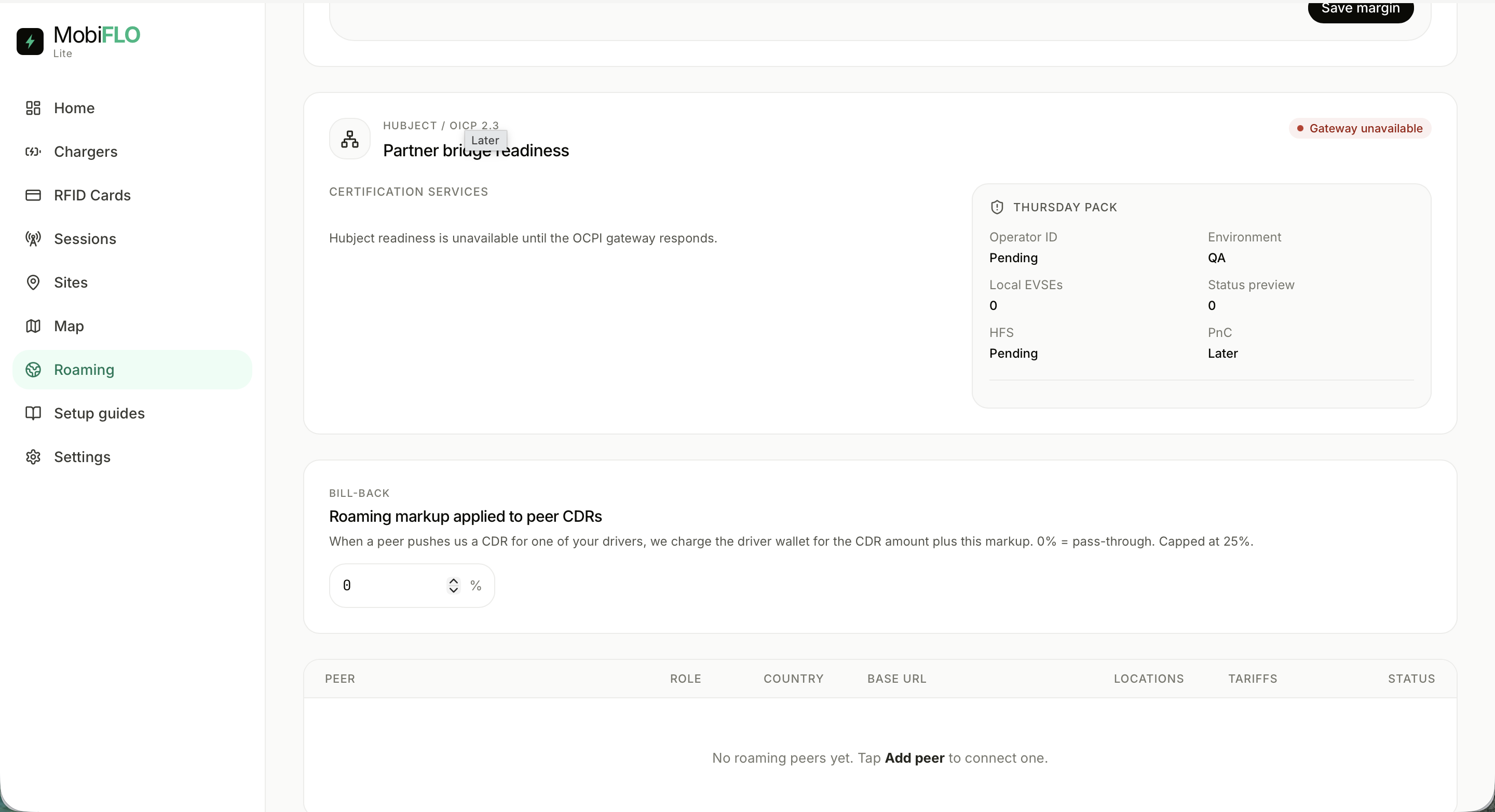 Hubject readiness and bill-back markup