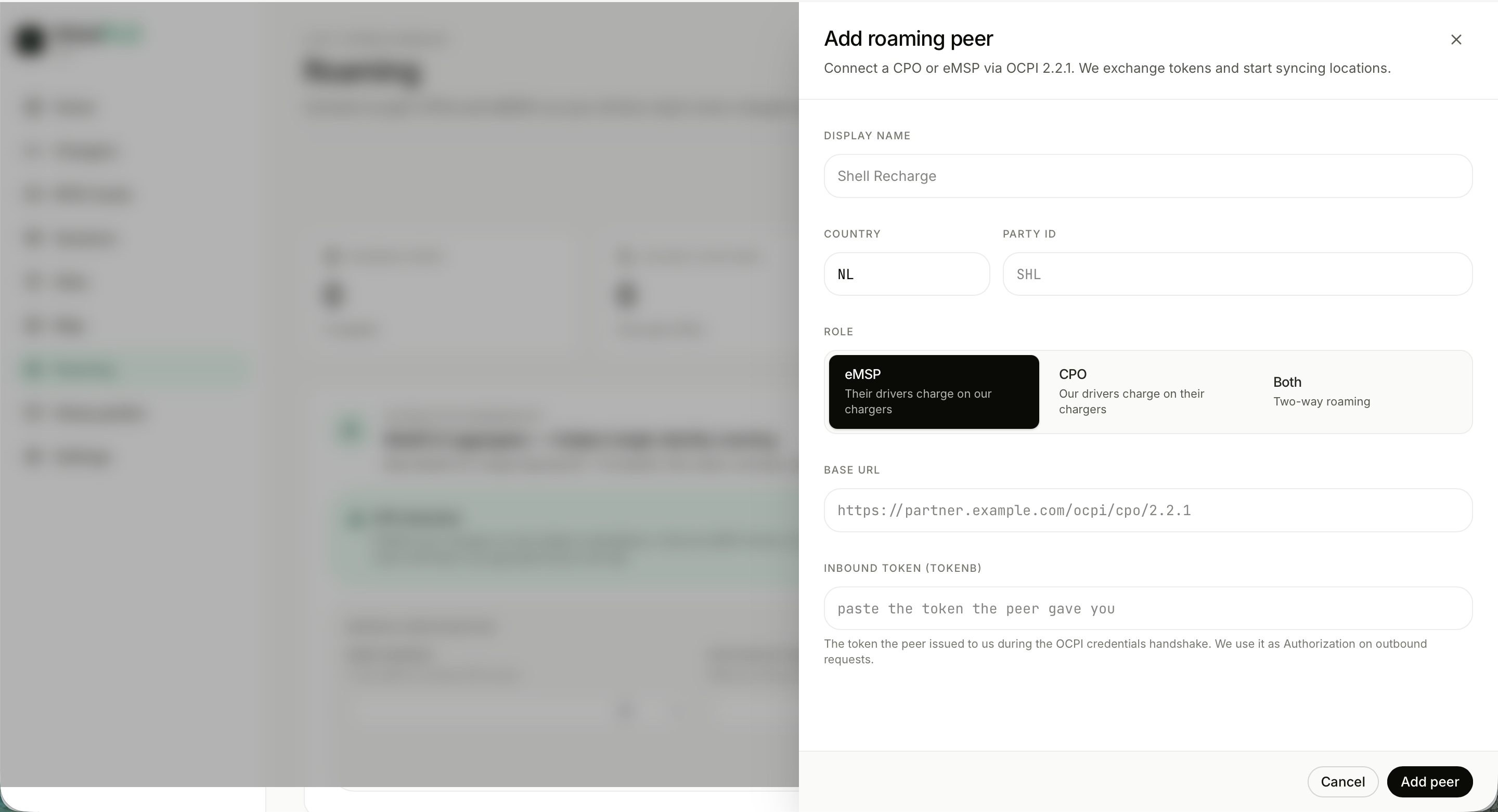 Add roaming peer drawer